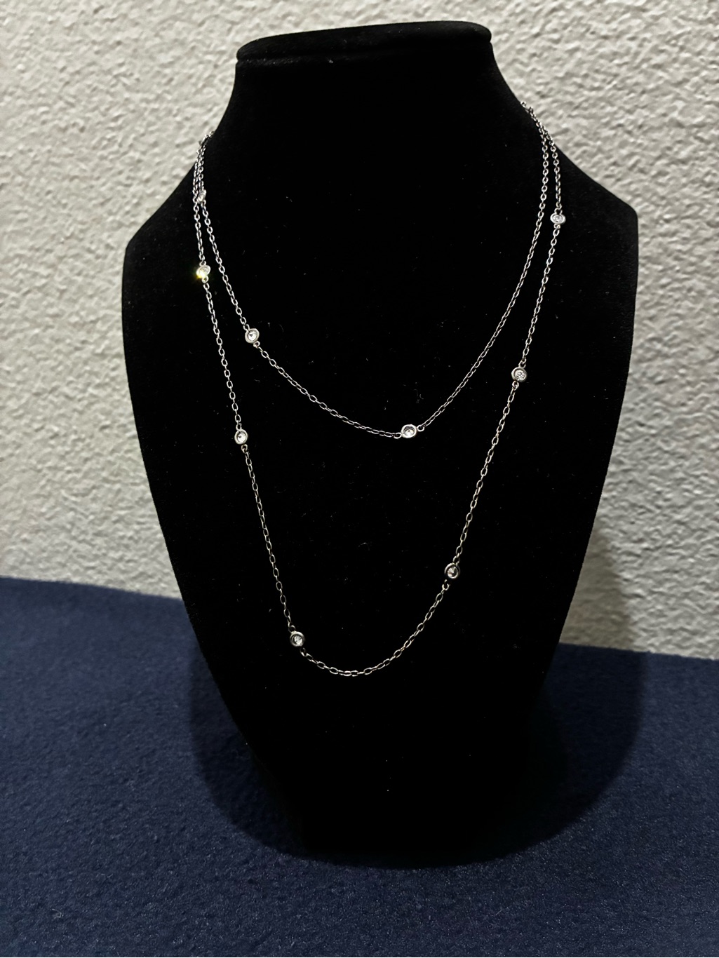 925 Sterling Silver Black Rhodium Finish Diamond By The Yard 30” Chain.
